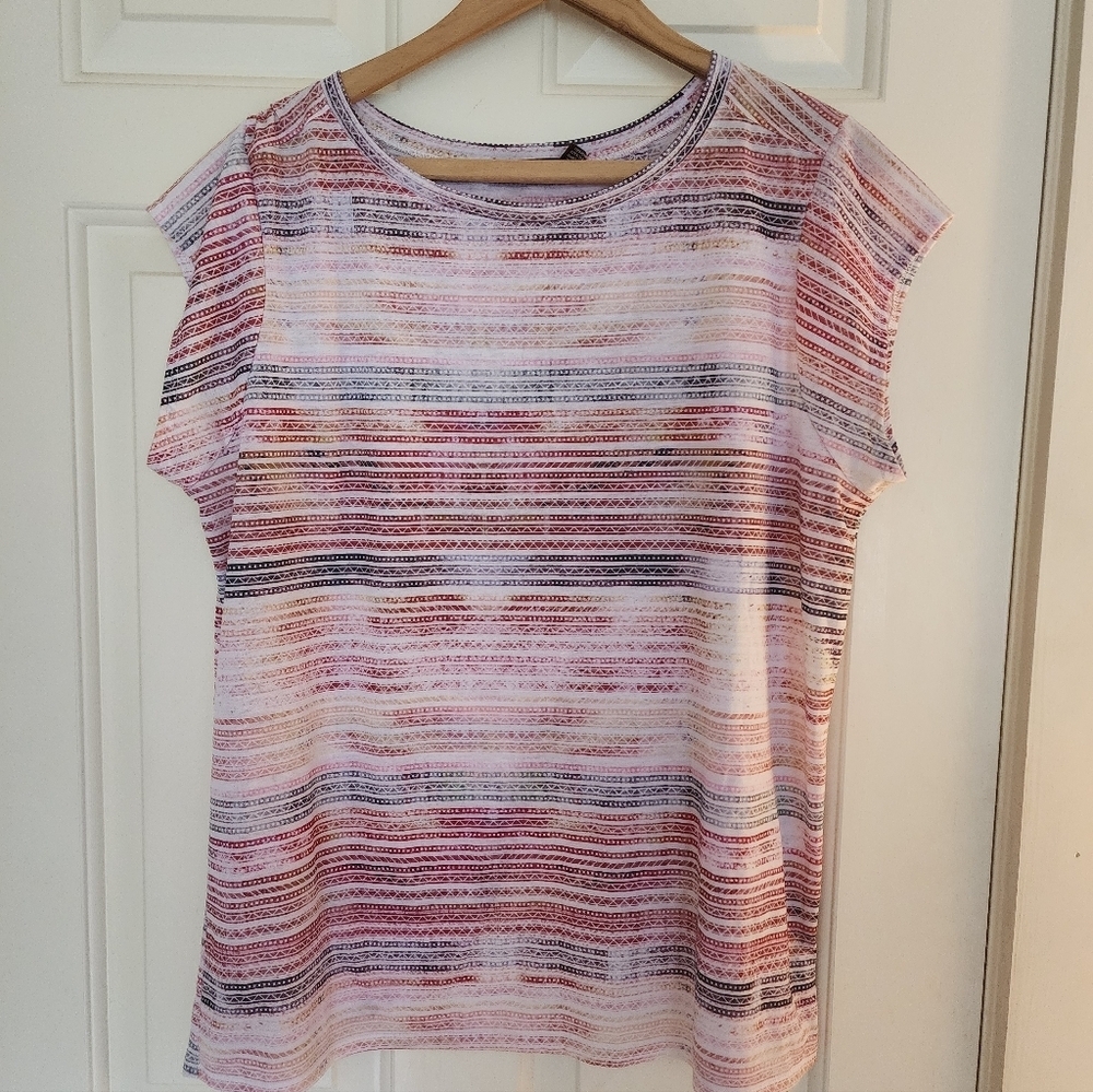 Prana Myrtle Top Size xl Striped Open Back Outdoors Athleisure